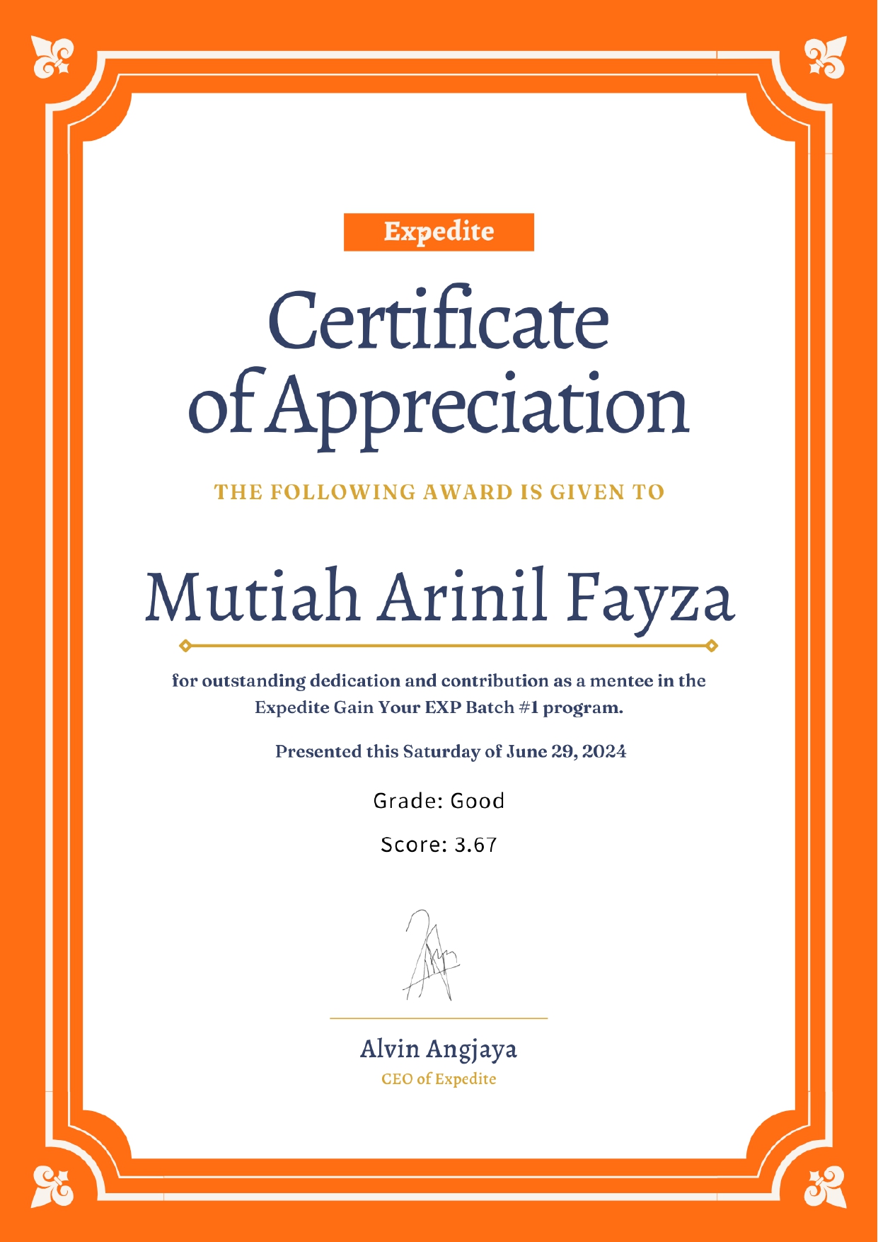 Expedite Certificate