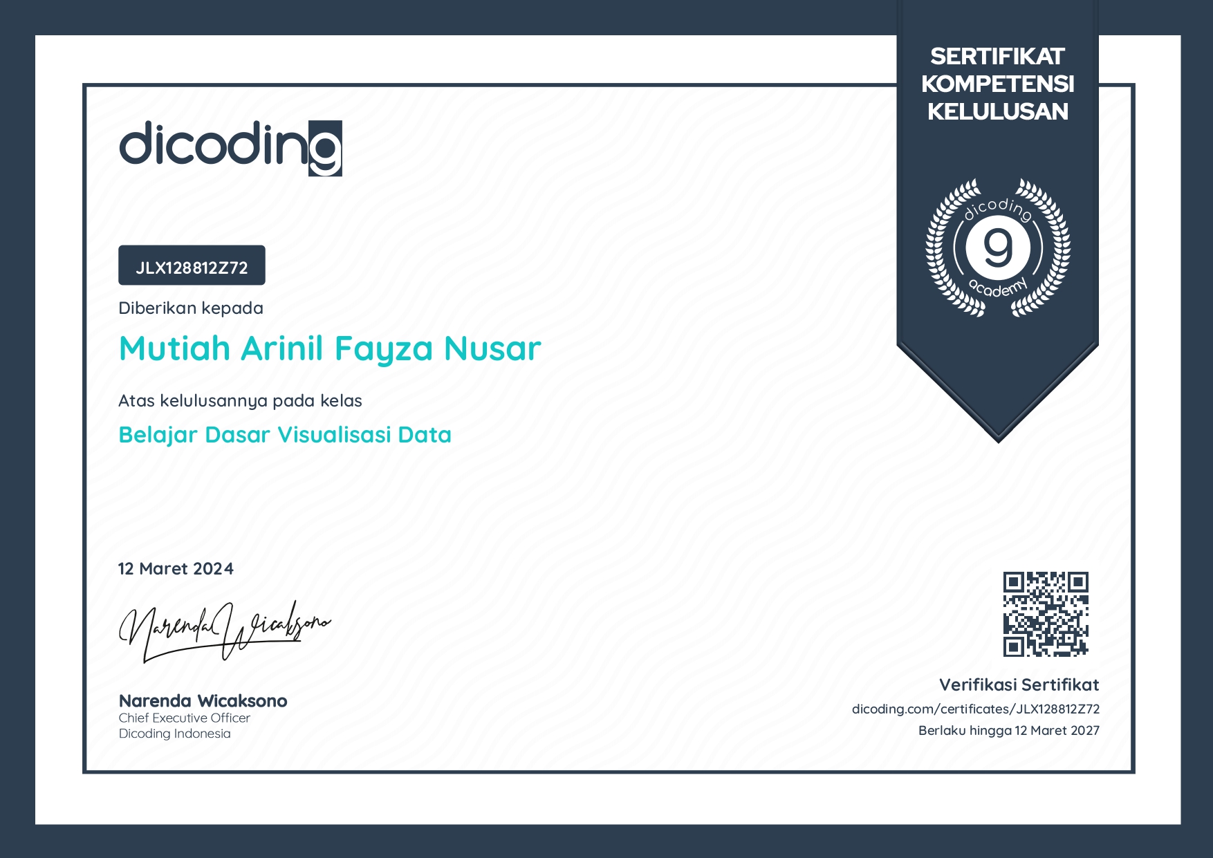 Dicoding Data Visualization Certificate